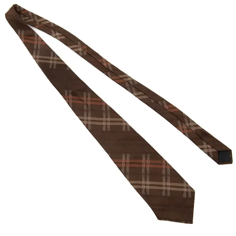 Vintage Sanger Harris Men's Brown Plaid 60's 70's Necktie